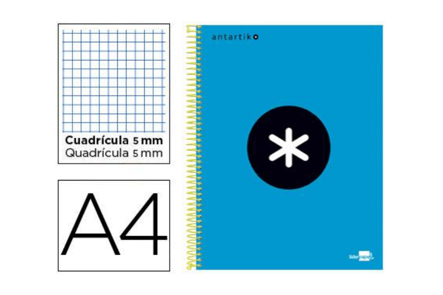 CUADERNO A4 AZUL CUADROS - ANTARTIK