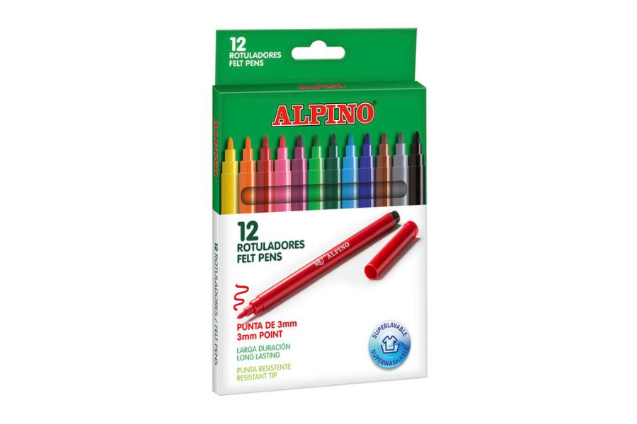 ROTULADORES ALPINO 12 COLORES 