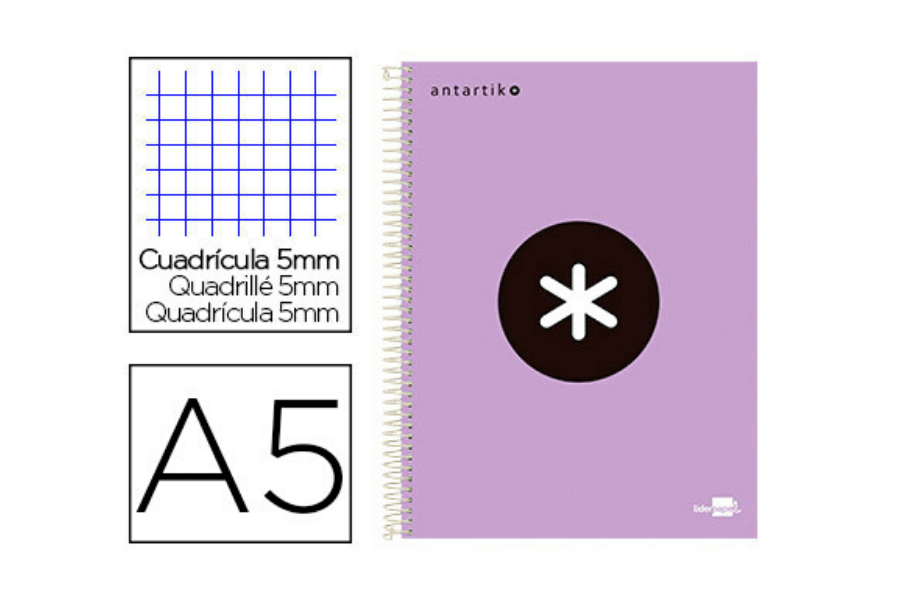 CUADERNO A5 LAVANDA CUADROS - ANTARTIK
