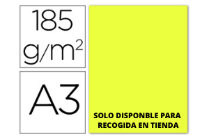 CARTULINA DIN A3 AMARILLO LIMON 185GR GUARRO